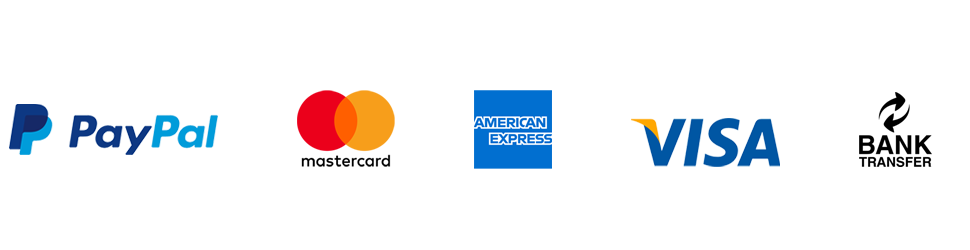 Pay safely with PayPal, MasterCard, American Express, Visa, Bank Transfer